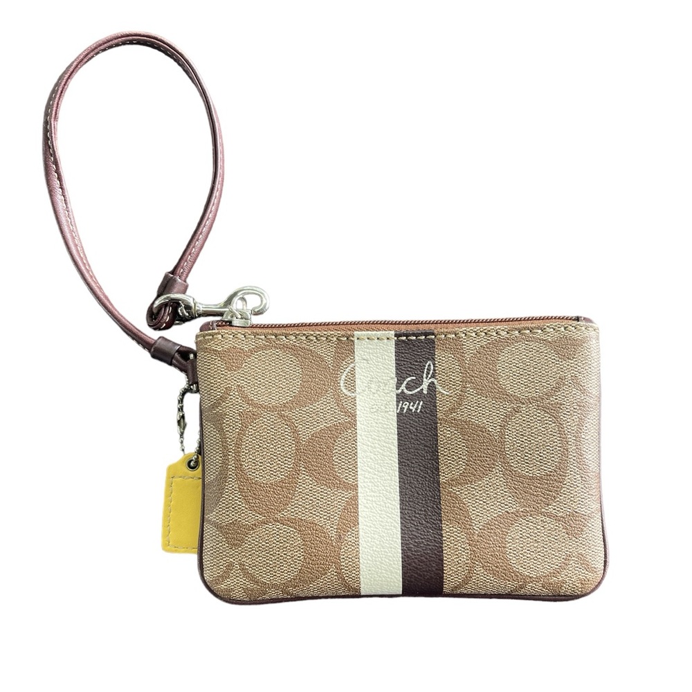 Coach Leather Signature Wristlet